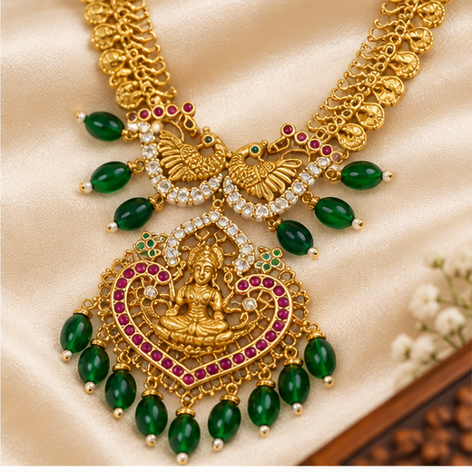 Matte finishing with green beads Long haram - Image 2
