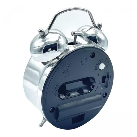 Silver Twin Bell Alarm Clock - Image 2