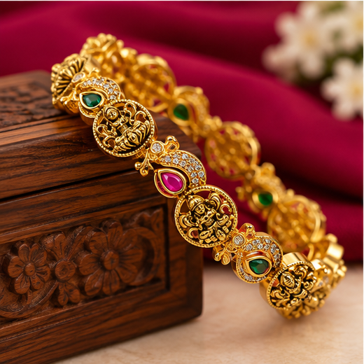 Matte Finishing With Lord Lakshmi Designed Bangle - Image 3