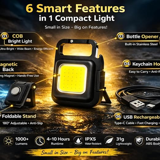 LED COB Keychain Flashlight - Image 2