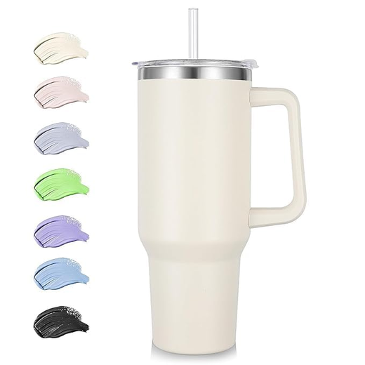 Tumbler Vacuum Sealed Cup with Handle,Straw and Lid