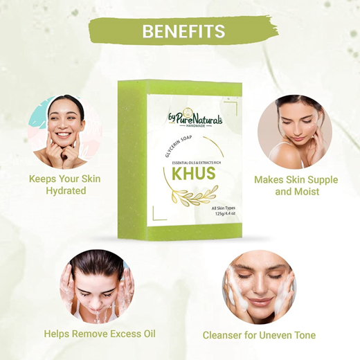 Organic, Mesmerizing, and Natural Glycerin Made Khus Soap For Men Women - Image 4