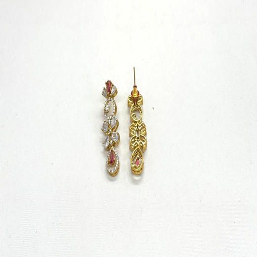 Gold-plated American Diamond Red Stones Short Necklace - Image 3
