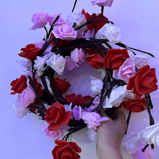 Artificial Rose Vine Fairy Lights Wall Decor - Image 4