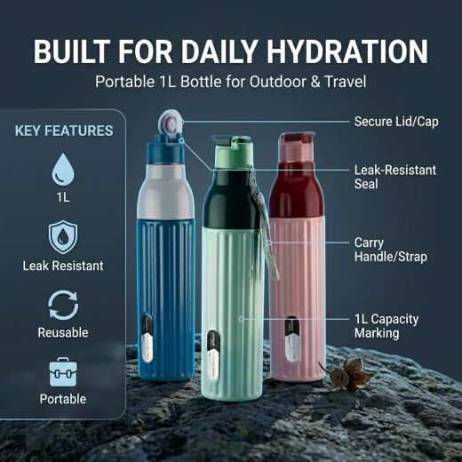 1000ml Aqua plastic Bottle - Image 3