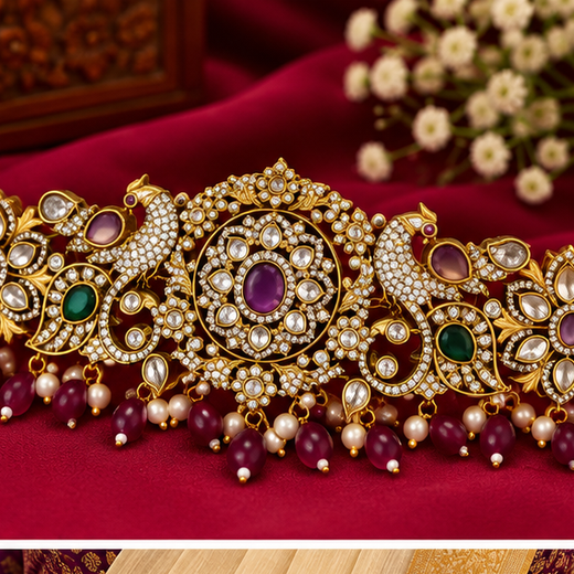 Victorian Waist Belt With Peacock Design | Traditional Jewellery - Image 2