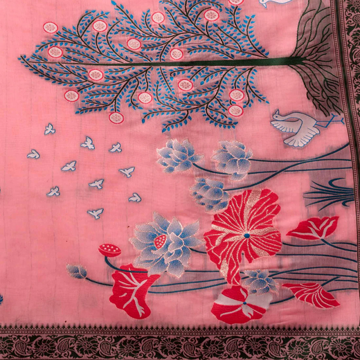 Light Peach Chanderi Woven Saree - Image 3