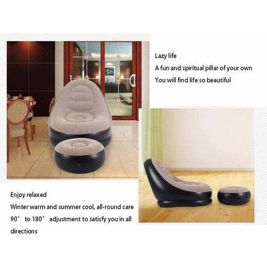 Portable Lazy Sofa with Foot Stool - Image 4