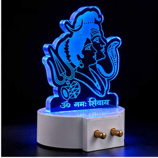 Trans Sheet Multicolour Lighting Shiv Parvati Night Lamp (Size: 10*6.5 Cm) - Image 2