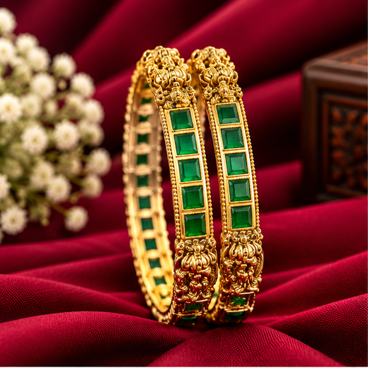 Temple Design Premium Ruby Green Colour Stone Rajkamal Nx -1