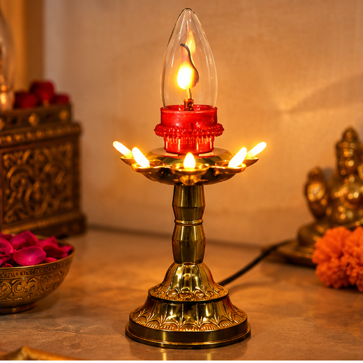 Five Deep Flickering Pooja Stand - Image 2