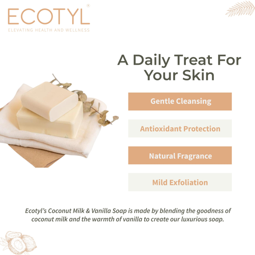 Eccotyl Coconut Milk Soap with Vanilla | 100% Natural | Nourishing & Hydrating | Set of 2 - Image 2