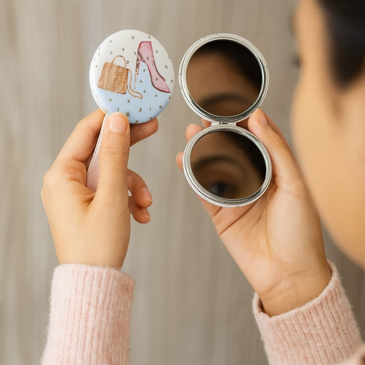 Circle Frame Pocket Mirror – Compact & Stylish - Image 4