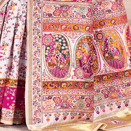 Off White Silk Woven Patola Saree - Image 3