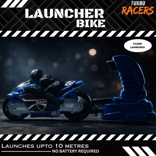 Bike Launcher High Speed Pull Back Motorcycle Toy with Launcher Gun -Friction-Powered(Ages 2+) - Image 3