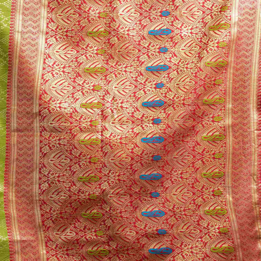 Parrot Green Banarasi Silk Saree - Image 3