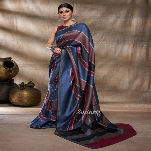 Mouni Roy Rusty Grey Terracotta Silk Saree