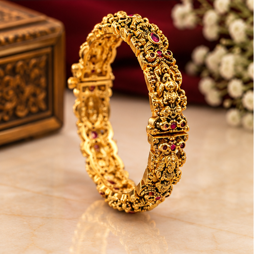 Nakshi Finishing Open-Able With Lord Lakshmi Bangle - Image 3