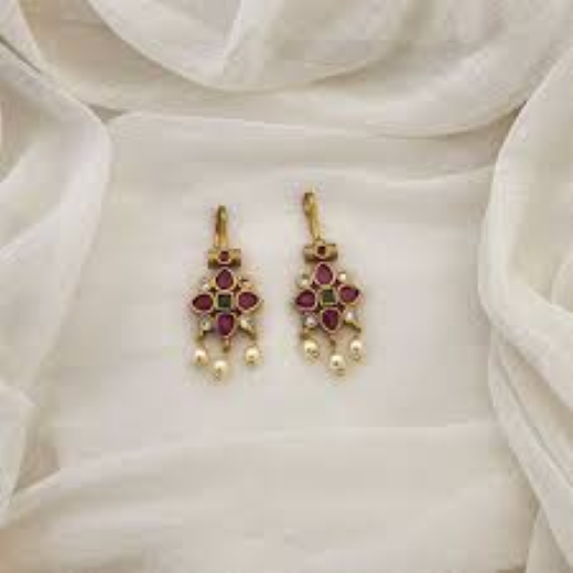 Bugadi Pink Stone Earrings | Artificial Jewellery