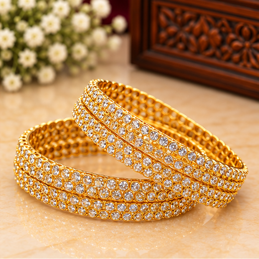 Panchloham American Diamond Leaf-And-Drop Pattern Bangles - Image 2