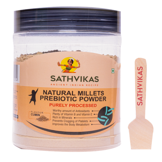 Sathvikas Natural Millets Prebiotic Powder (Cumin Flavour) 500 Grams Pack Of 1.