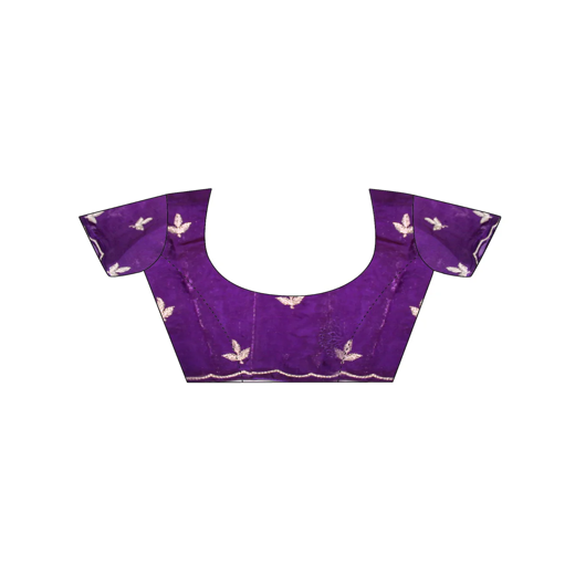Purple Tissue Silk Embroidery Saree - Image 2