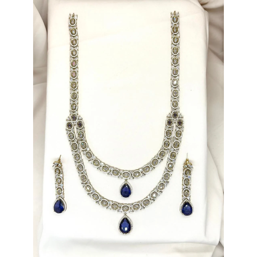 Victorian Two Steps With purple Stone Long Necklace