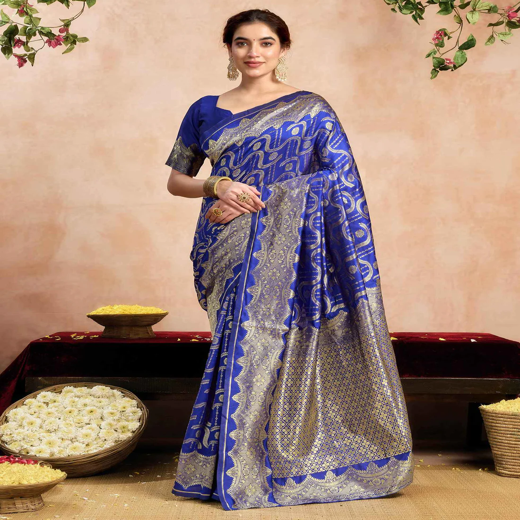 Royal Blue Silk Woven Banarasi Saree