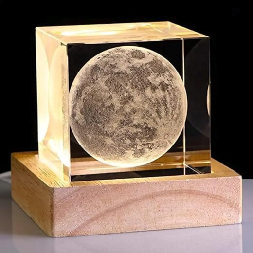 3D Moon Crystal Cube with LED - Image 2
