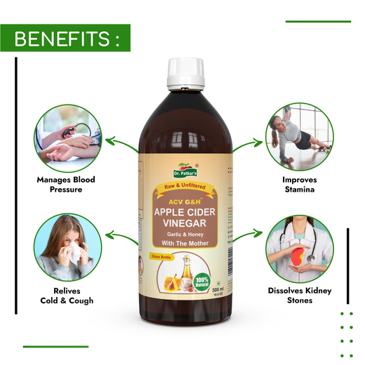 Dr. Patkar's Apple Cider Vinegar with Garlic & Honey 500ml | Unfiltered & Undiluted | Immunity (With Mother) - Image 3