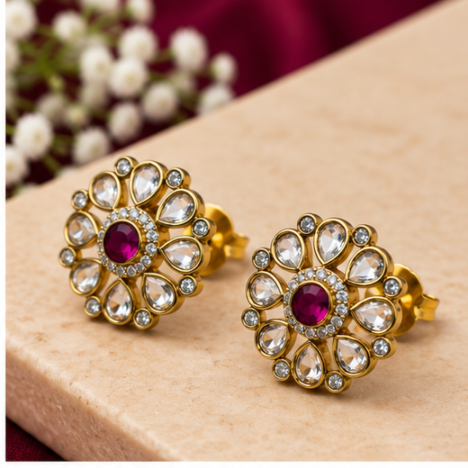 White Stones With Small Pink Studs - Image 2