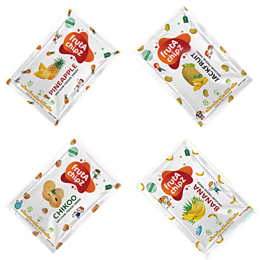 frutA chipZ Freeze Dried Chikoo 20 Gms/ Banana 30 Gms/ JackFruit 20 Gms/ Fruit Mango 20Gms | 100% Natural | Healthy Fruit Chips | Ready to Eat | Crunchy |