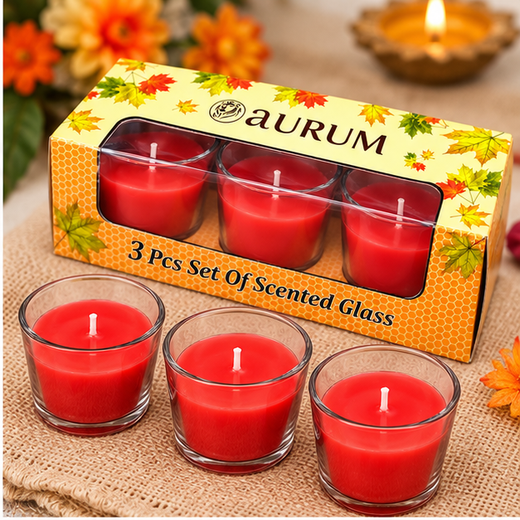 3 Piece Scented Glass Candle (Pack of 3)🕯️