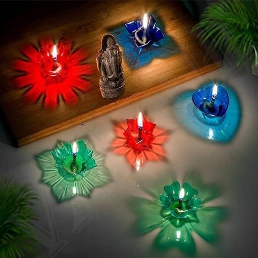 3D Reflection Diya (Set Of  12) - Image 4