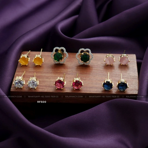Changeable Flower Design Five Colours Stones Earring - Image 2