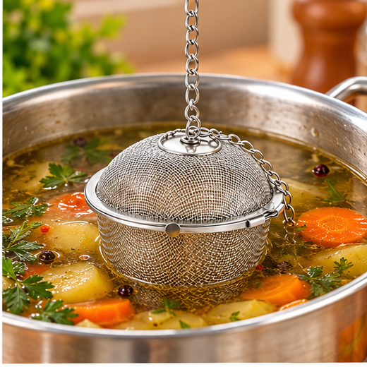 Stainless Steel Mesh Tea Ball Strainer with Chain Hook - Image 3