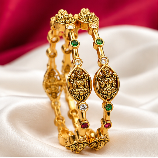 Matte Finishing With Small Stones Lord Lakshmi Bangle