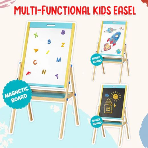 FLYI 3-in-1 Wooden White Board ,Chalk Board & Magnetic - Image 2
