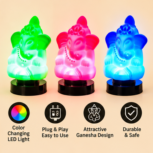 Ganesh Ji Light (Mix Colours)- (1 Piece) - Image 2
