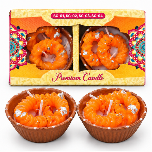 2 Piece Rabdi Imarti Candle In Terracotta Bowl (Pack of 2) (Box Size: 8.5*4.5 Inch) 🕯️ - Image 3