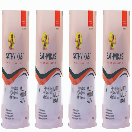 Sathvikas Multi Millets Rava (500 grams) Pack Of 4.