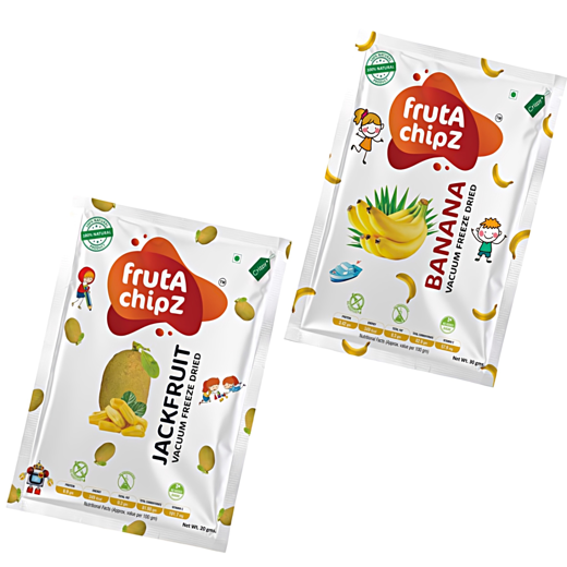 frutA chipZ Freeze Dried Pineapple 20 Gms/ Banana 30 Gms/ JackFruit 20 Gms/ Fruit Mango 20Gms | 100% Natural | Healthy Fruit Chips | Ready to Eat | Crunchy | - Image 3