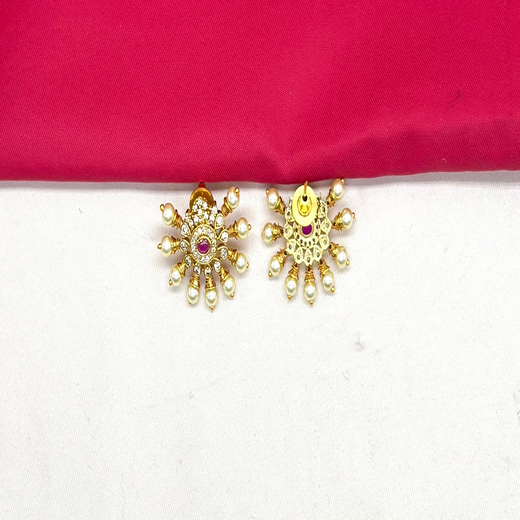 Matte finishing with pink stones Kanti Necklace - Image 3