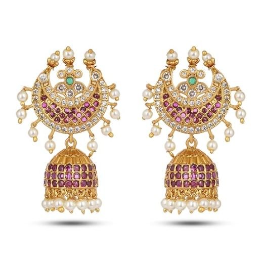 Kempu stone chand model jumkas