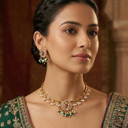 Peacock Gold Kanti Necklace - Image 3