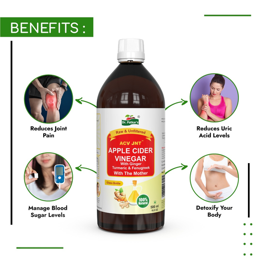 Dr. Patkar's Apple Cider Vinegar with Ginger, Turmeric & Fenugreek | Unfiltered & Undiluted | Improved Immunity | Joint Pain Relief Supplement | Increase Blood Circulation (With Mother) 500ml - Image 3