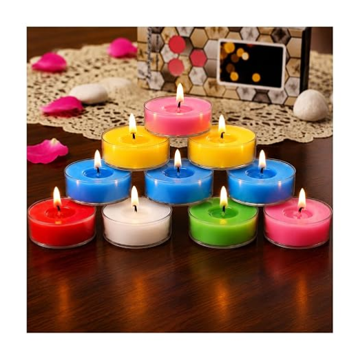 Color Wax Smokeless Candle (Diya) (Set Of 50)