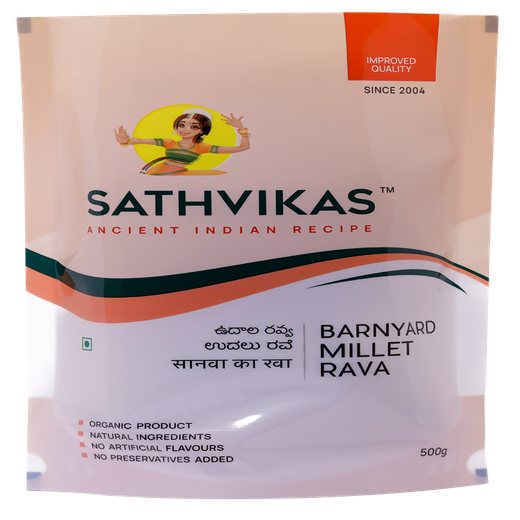 Sathvikas Udarlu / Barnyard Millet Ravva (500 grams) Pack Of 1.