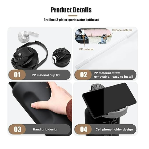 3 PCS Matty Black Bottle Set - Image 3