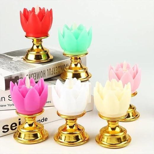Big Flickering Lotus Candle with stand 🪷✨ - Image 3
